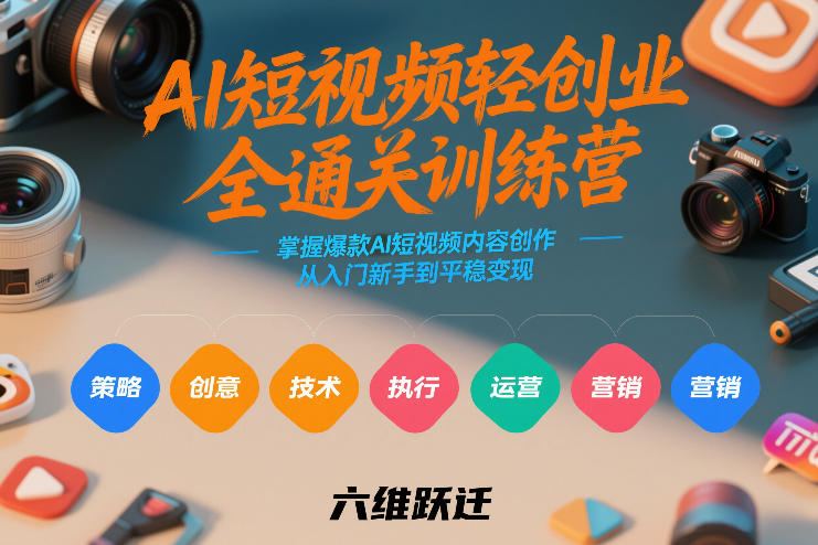 AI短视频轻创业全通关训练营，掌握爆款AI短视频内容创作，从入门新手到平稳变现的六维跃迁-财经探 | 免费网创项目与资源大全