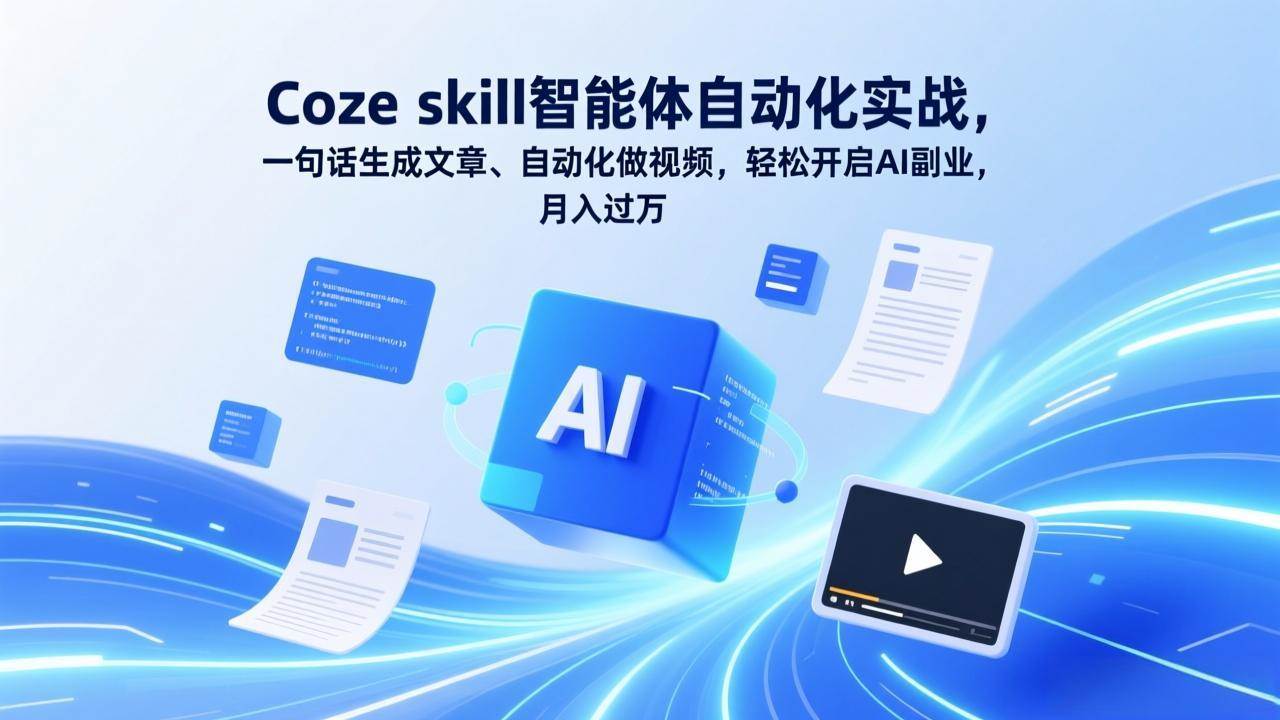（17399期）Coze skill智能体自动化实战，一句话生成文章、自动化做视频，轻松开启AI副业，月入过万-财经探 | 免费网创项目与资源大全