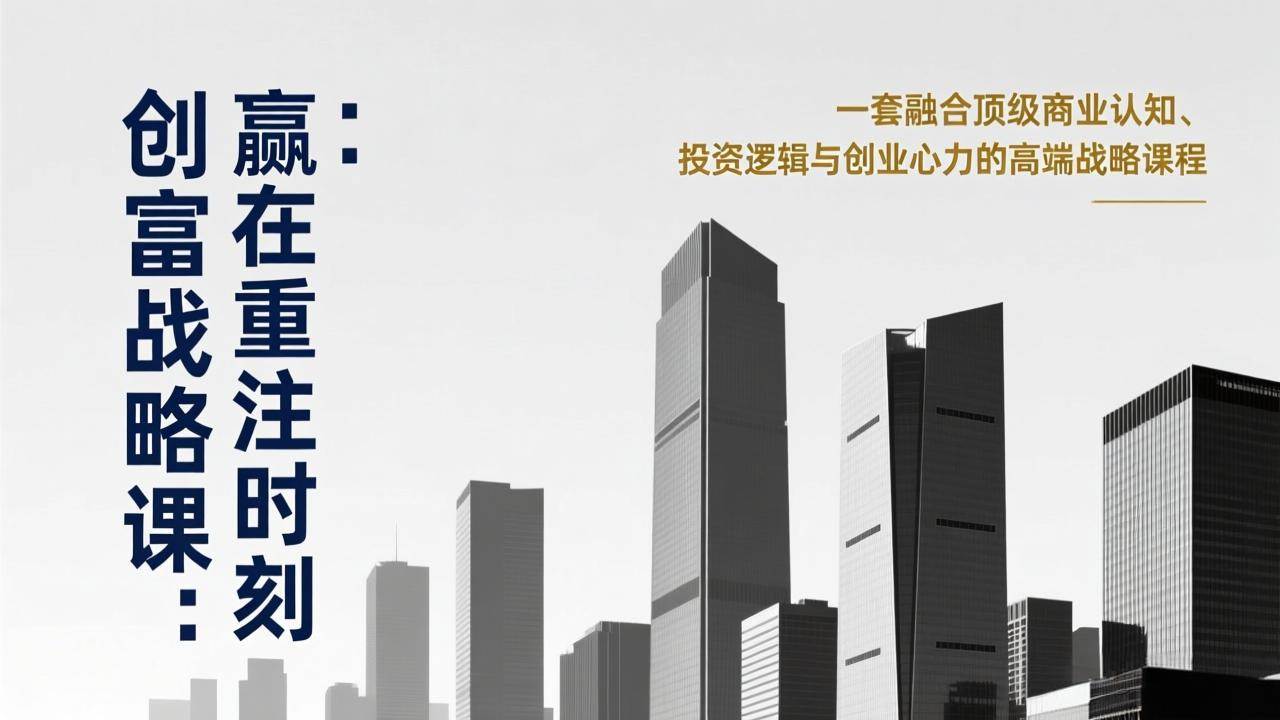 (17337期)《创富战略课:赢在重注时刻》一套融合顶级商业认知、投资逻辑与创业心力的高端战略课程 (17337期)《创富战略课:赢在重注时刻》一套融合顶级商业认知、投资逻辑与创业心力的高端战略课程