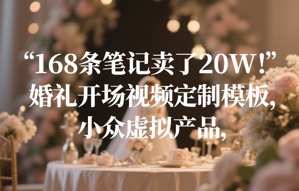168条笔记卖了20W！婚礼开场视频定制模板，小众虚拟产品-财经探 | 免费网创项目与资源大全