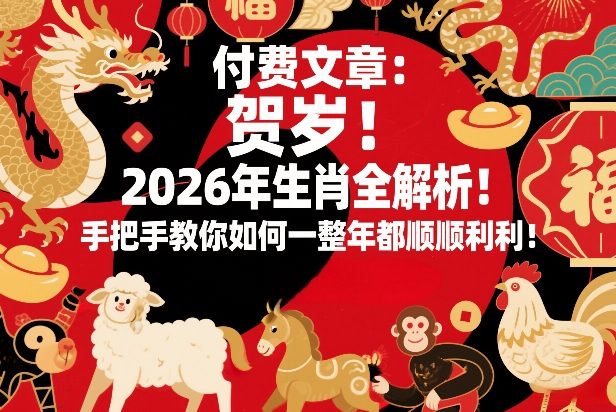 付费文章：贺岁！2026年生肖全解析！手把手教你如何一整年都顺顺利利！-财经探 | 免费网创项目与资源大全