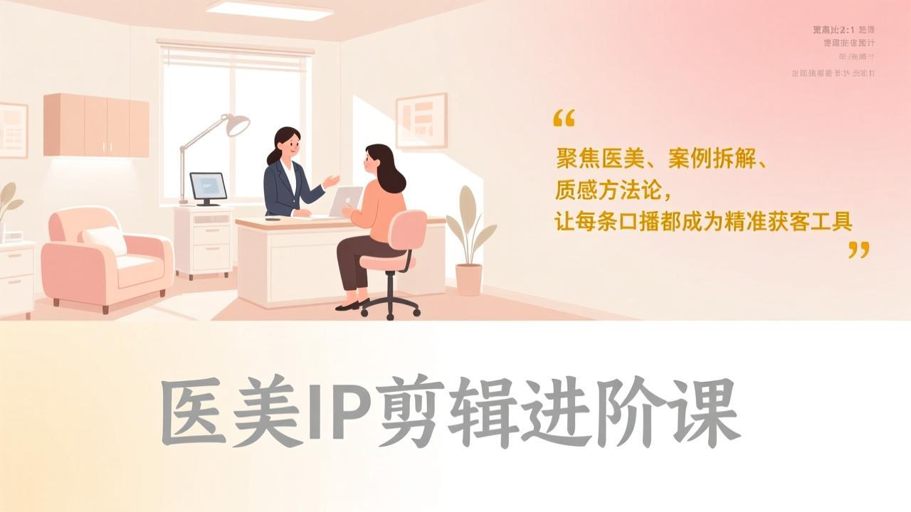 医美IP剪辑进阶课，聚焦医美、案例拆解、质感方法论，让每条口播都成为精准获客工具-财经探 | 免费网创项目与资源大全