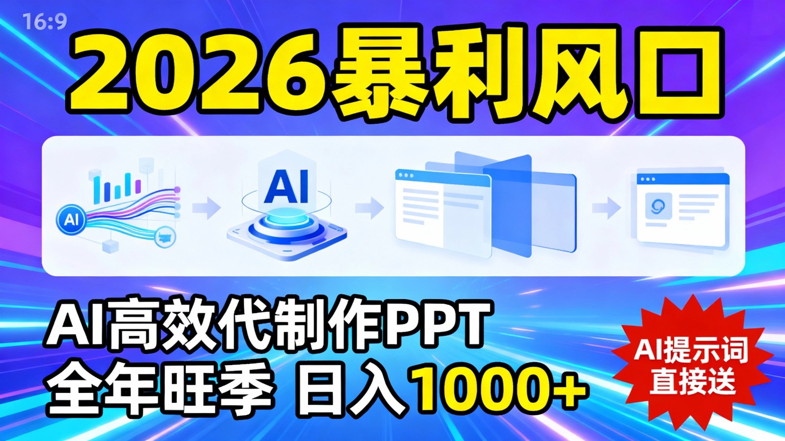 2026暴利！用AI高效代制作 PPT，全年旺季，日入 1000+，提示词直接送！-财经探 | 免费网创项目与资源大全