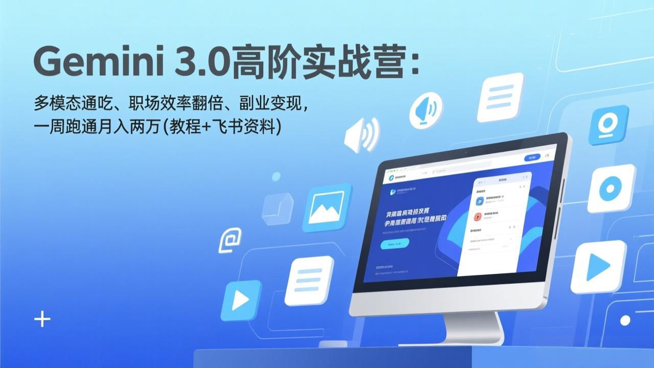 Gemini 3.0高阶实战营：多模态通吃、职场效率翻倍、副业变现，一周跑通月入两万(教程+飞书资料-财经探 | 免费网创项目与资源大全