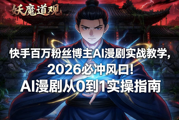 快手百万粉丝博主AI漫剧实战教学，2026必冲风口！AI漫剧从0到1实操指南-财经探 | 免费网创项目与资源大全
