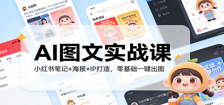 AI图文实战课：小红书笔记+海报+IP打造，零基础一键出图-财经探 | 免费网创项目与资源大全