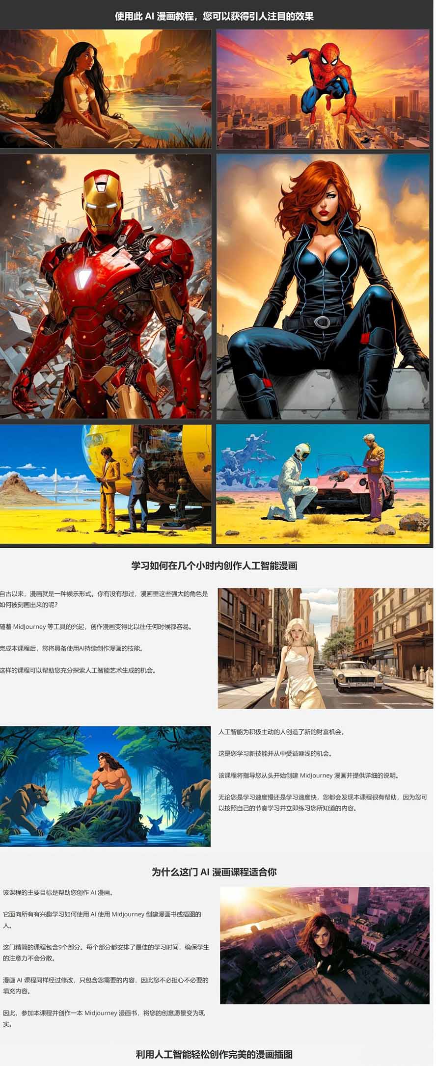 Midjourney AI漫画创作课，脚本构思、人物设计、排版合成，零基础创作完整漫画或系列插画-财经探 | 免费网创项目与资源大全