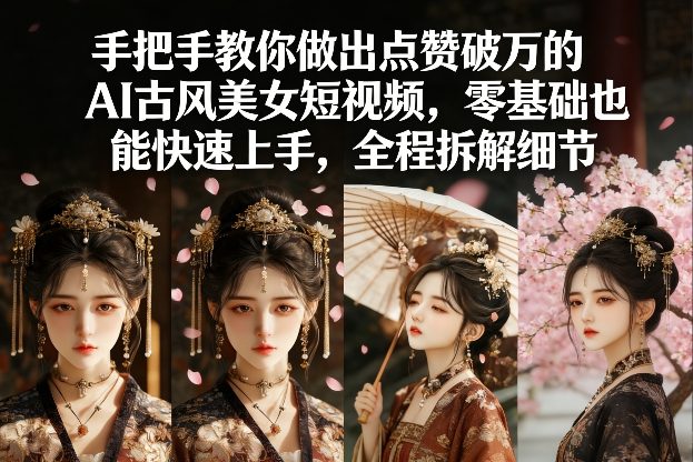 手把手教你做出点赞破万的AI古风美女短视频，零基础也能快速上手，全程拆解细节-财经探 | 免费网创项目与资源大全