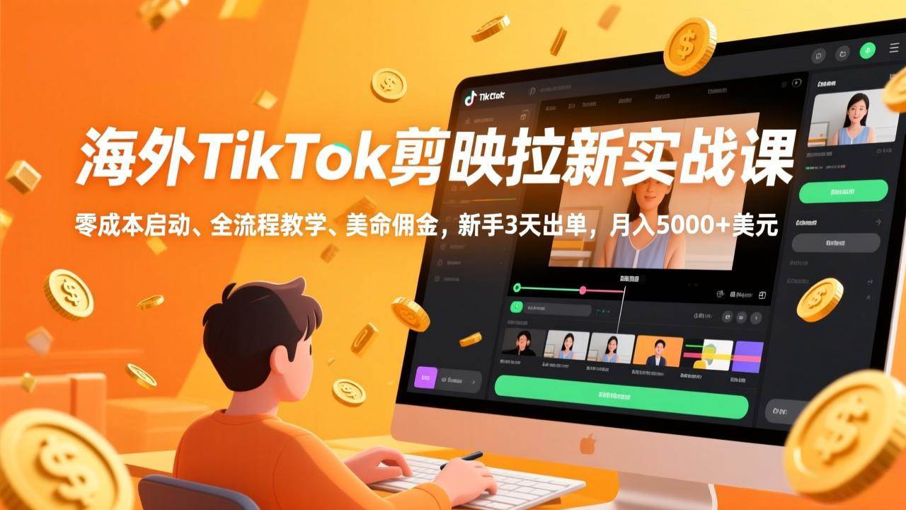 （17340期）海外TikTok剪映拉新实战课，零成本启动、全流程教学、美金佣金，新手3天出单，月入5000+美元-财经探 | 免费网创项目与资源大全