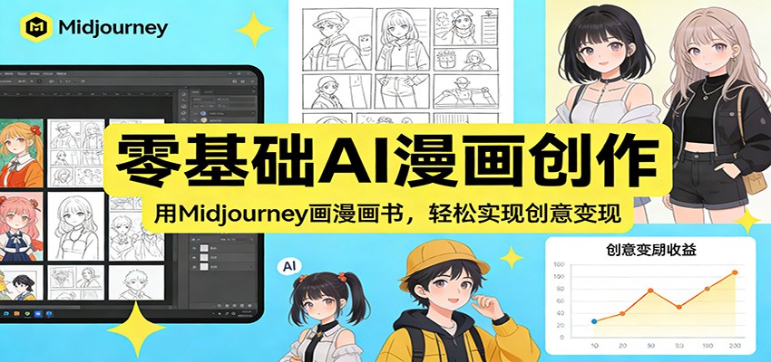 图片[1]-零基础AI漫画创作：用Midjourney画漫画书，轻松实现创意变现-财经探 | 免费网创项目与资源大全