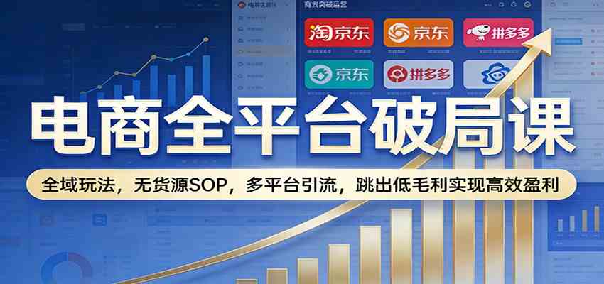 电商全平台破局课：全域玩法，无货源SOP，多平台引流，跳出低毛利实现高效盈利-财经探 | 免费网创项目与资源大全