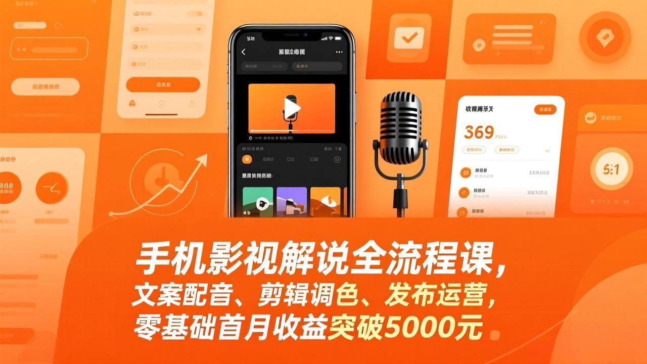 （17391期）手机影视解说全流程课，文案配音、剪辑调色、发布运营，零基础首月收益突破5000元-财经探 | 免费网创项目与资源大全