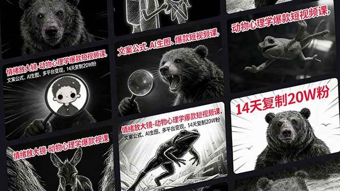 （17376期）情绪放大镜-动物心理学爆款短视频课，文案公式、AI生图、多平台变现，14天复制20W粉-财经探 | 免费网创项目与资源大全
