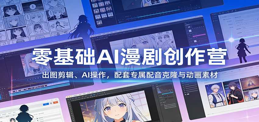 零基础AI漫剧创作营：出图剪辑、AI操作，配套专属配音克隆与动画素材-财经探 | 免费网创项目与资源大全