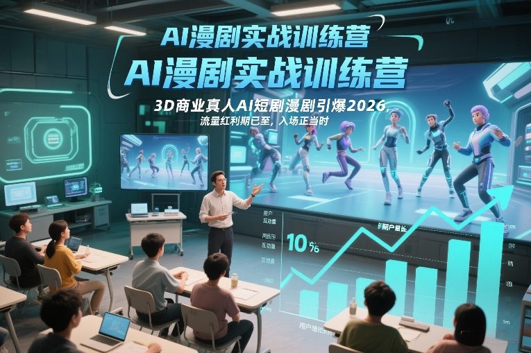 AI漫剧实战训练营，3D商业真人AI短剧漫剧引爆2026，流量红利期已至，入场正当时-六创网