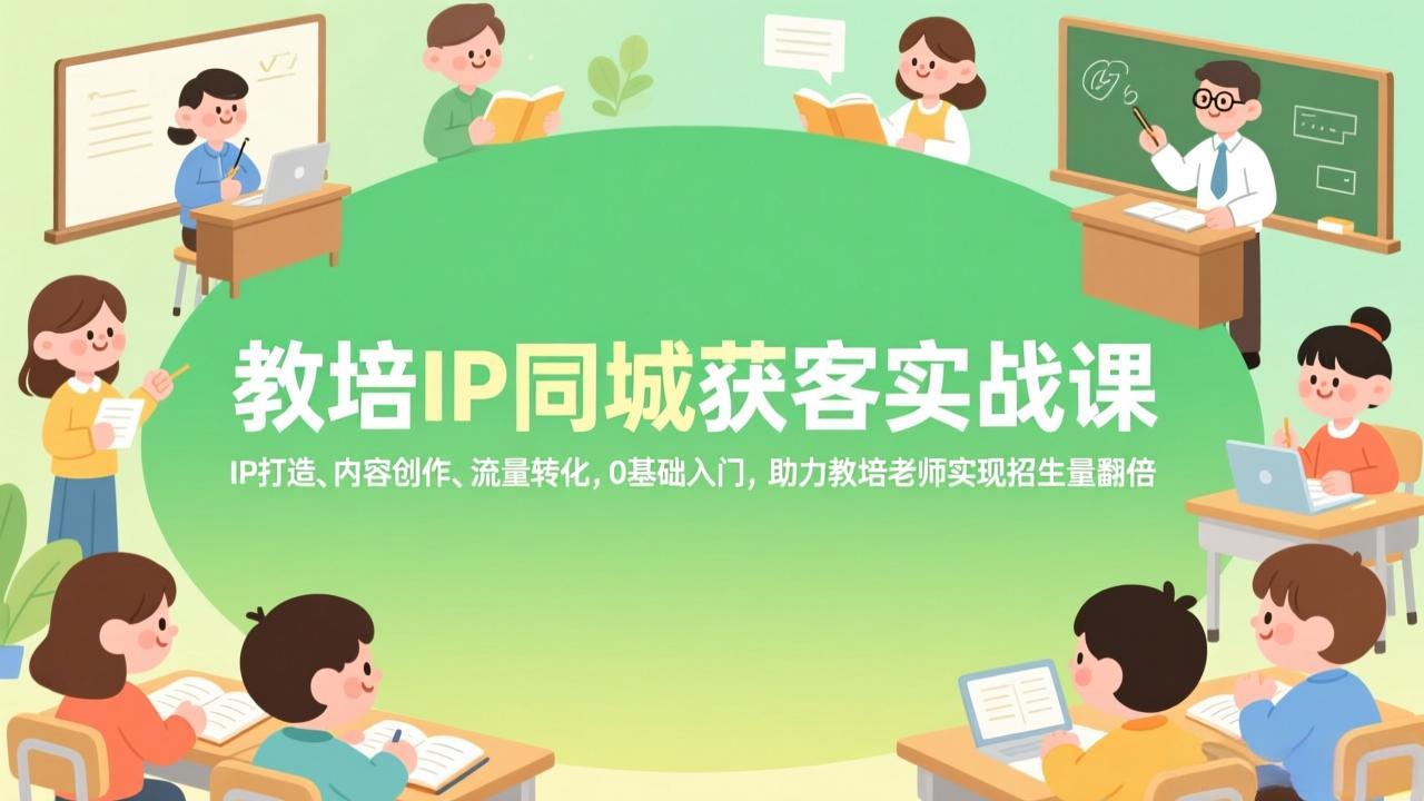 教培IP同城获客实战课，IP打造、内容创作、流量转化，0基础入门，助力教培老师实现招生量翻倍-财经探 | 免费网创项目与资源大全