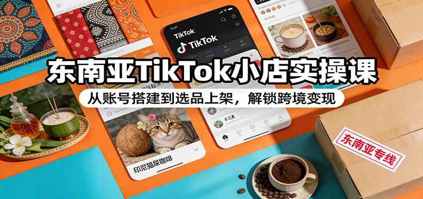 东南亚TikTok小店实操课:从账号搭建到选品上架,解锁跨境变现-六创网