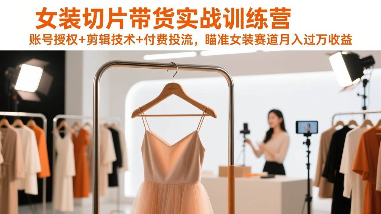 （17357期）女装切片带货实战训练营，账号授权+剪辑技术+付费投流，瞄准女装赛道月入过万收益-财经探 | 免费网创项目与资源大全