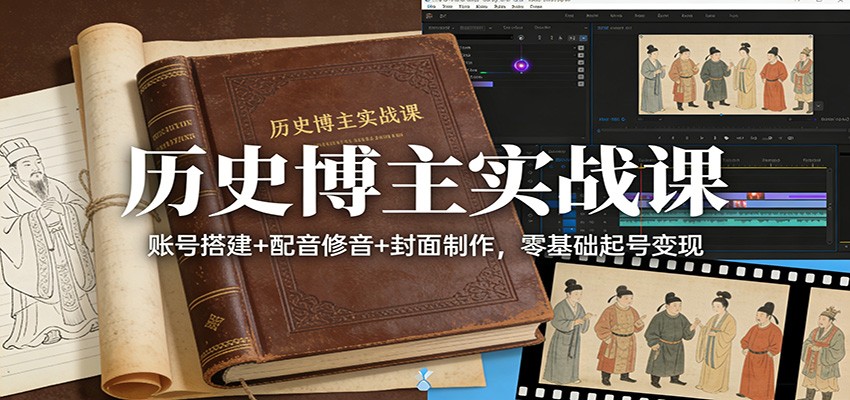 历史博主实战课:账号搭建+配音修音+封面制作,零基础起号变现-财经探 | 免费网创项目与资源大全