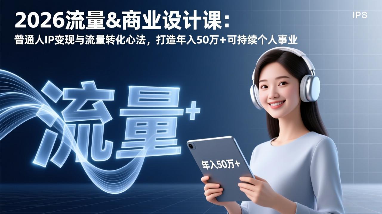 2026流量&商业设计课：普通人IP变现与流量转化心法，打造年入50万+可持续个人事业-六创网