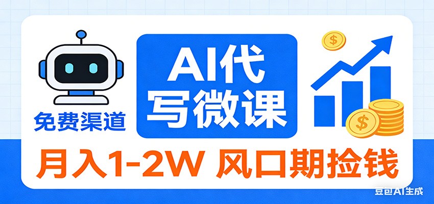 2026告别打工！AI 代写微课，提供免费渠道，月入 1-2W 风口期捡钱-六创网
