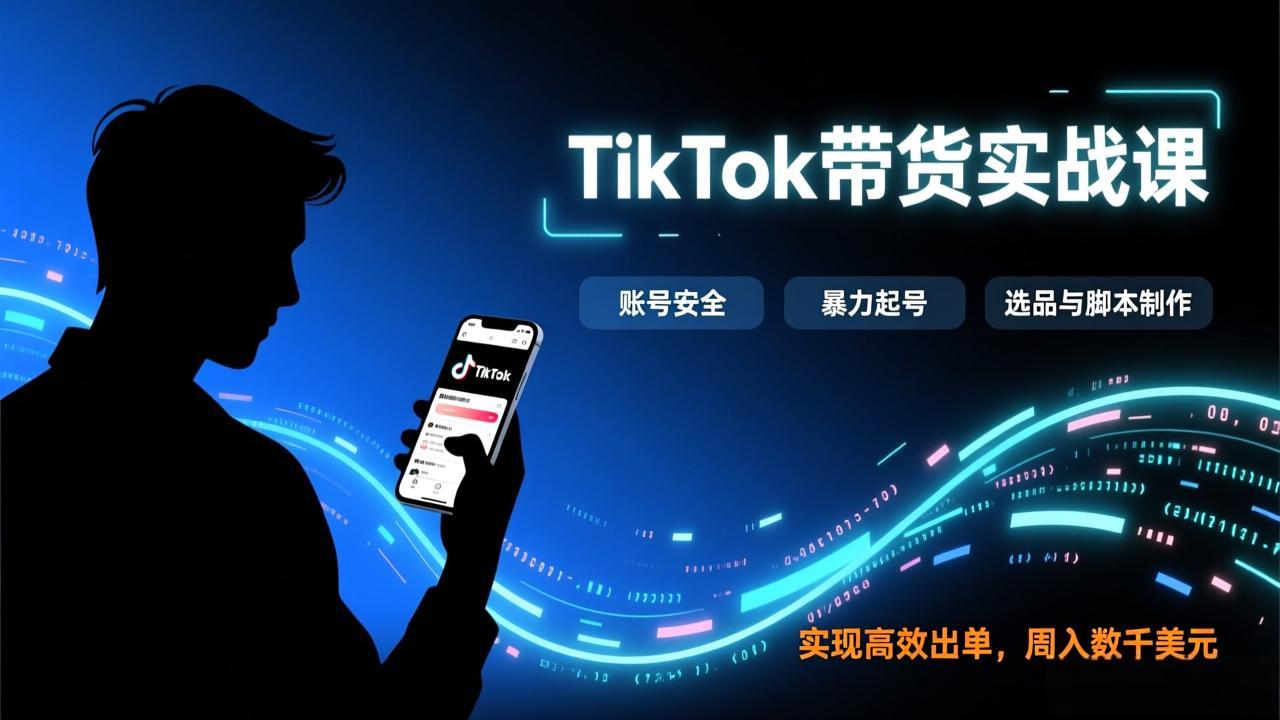 TikTok带货实战课，涵盖账号安全、暴力起号、选品与脚本制作，实现高效出单，周入数千美元-财经探 | 免费网创项目与资源大全