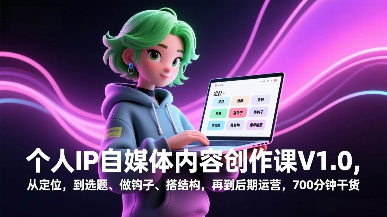 （17331期）个人IP自媒体内容创作课V1.0，从定位，到选题、做钩子、搭结构，再到后期运营，700分钟干货-财经探 | 免费网创项目与资源大全