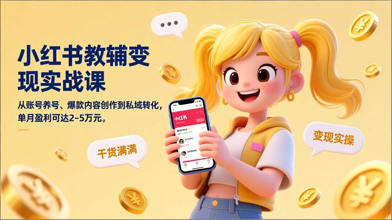 (17334期)小红书教辅变现实战课,从账号养号、爆款内容创作到私域转化,单月盈利可达2-5万元-财经探 | 免费网创项目与资源大全