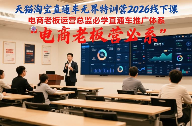 天猫淘宝直通车无界特训营2026线下课,电商老板运营总监必学直通车推广体系-六创网