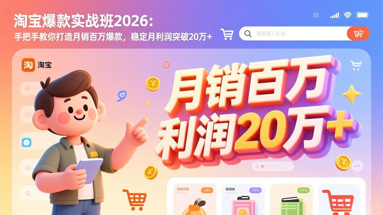 淘宝爆款实战班-2026年2月更新：手把手教你打造月销百万爆款，稳定月利润突破20万+-财经探 | 免费网创项目与资源大全
