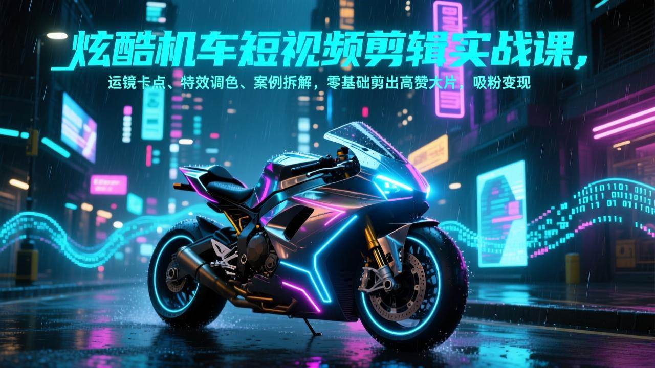 (17304期)炫酷机车短视频剪辑实战课,运镜卡点、特效调色、案例拆解,零基础剪出高赞大片,吸粉变现-财经探 | 免费网创项目与资源大全