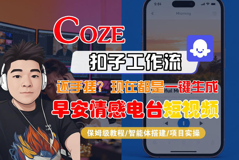 【Coze工作流搭建实操教程】【coze】早安情感电台日签视频还在手动做？用扣子工作流自动生成，省时90%-财经探 | 免费网创项目与资源大全