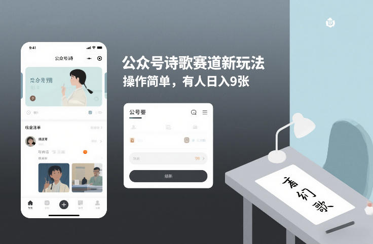 公众号诗歌赛道新玩法，操作简单，有人日入9张-六创网