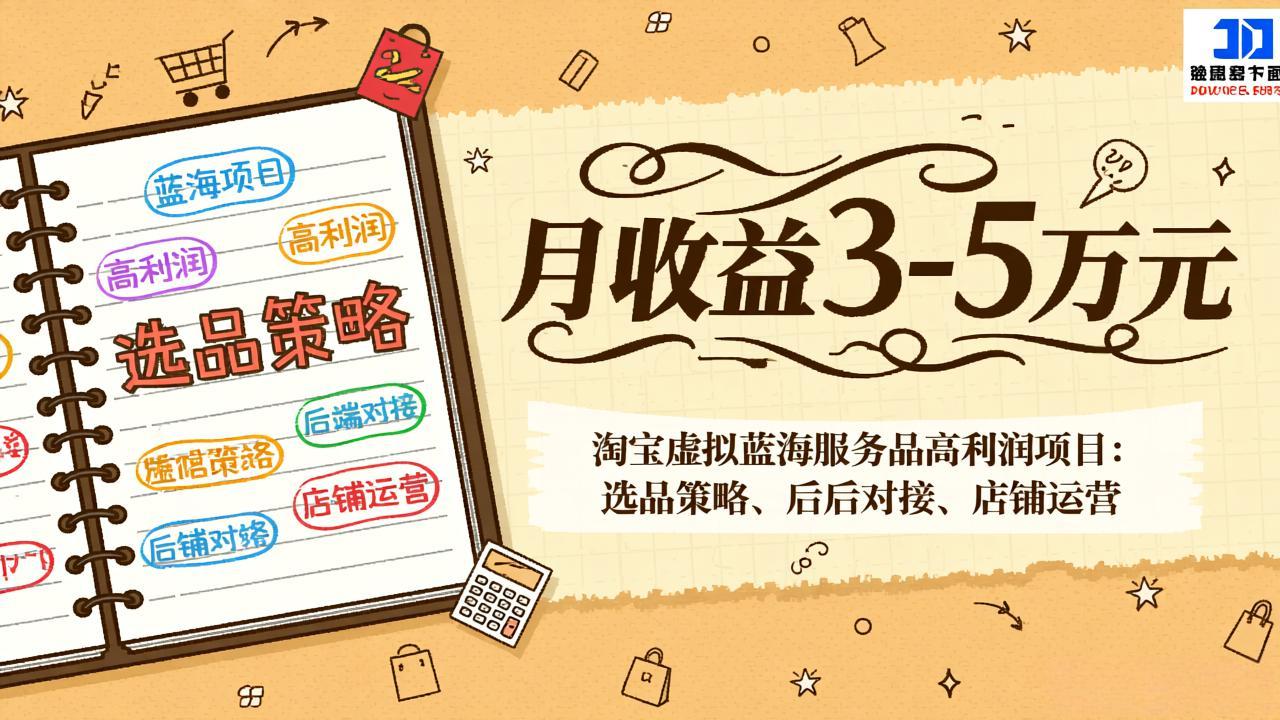 淘宝虚拟蓝海服务品高利润项目：选品策略、后端对接、店铺运营，月收益可达3-5万元-财经探 | 免费网创项目与资源大全