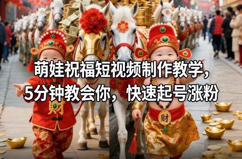 萌娃祝福短视频制作教学,5分钟教会你,快速起号涨粉-六创网