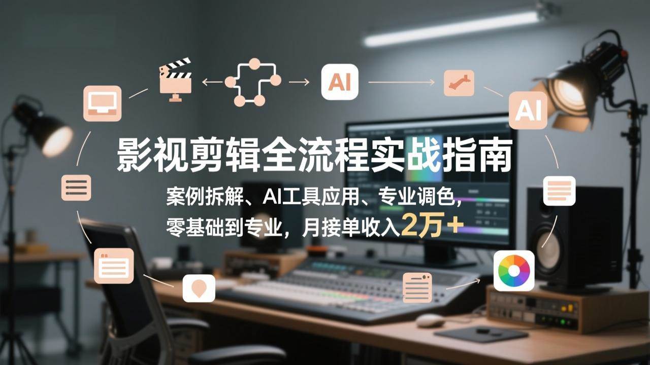 （17338期）影视剪辑全流程实战指南，案例拆解、AI工具应用、专业调色，零基础到专业，月接单收入2万+-财经探 | 免费网创项目与资源大全