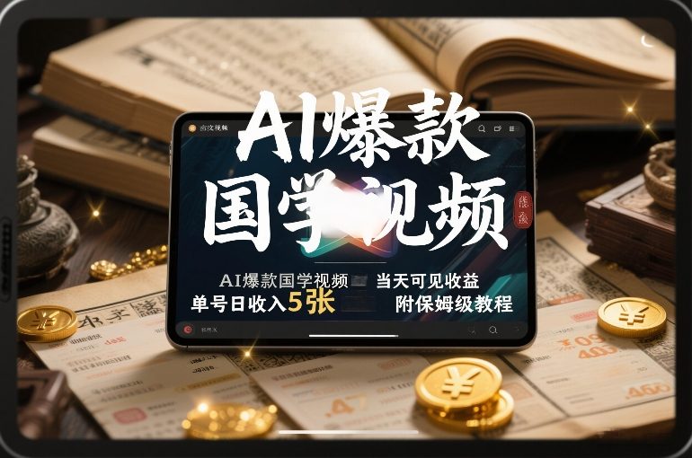 AI爆款国学视频,独家起号方法,小白直接上手,当天可见收益,单号日收入5张+附保姆级教程-六创网