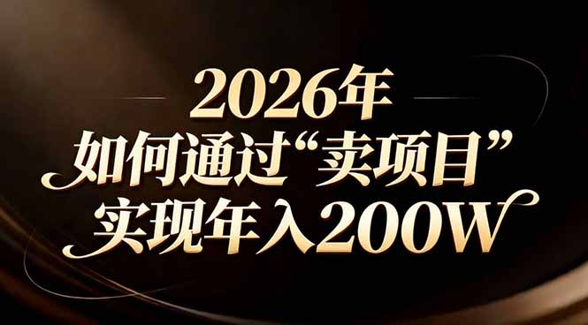 站在2026年的十字路口：一个普通人如何通过卖项目实现年入200万-财经探 | 免费网创项目与资源大全